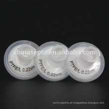 25mm Filtros de seringa PTFE PP hidrófilo PP 0.22um Tamanho do poro para uso em injeção